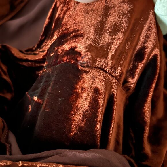 A.L.C. Carlo Velvet Wrap Mini Dress Cognac Red Size 12 - Picture 8 of 10